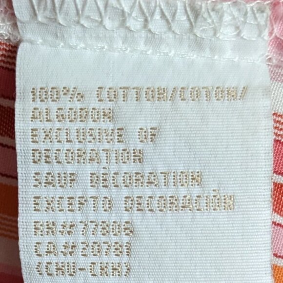 Tommy Hilfiger Size Small Pink/Orange/White Diagonal Stripe Button Front Shirt - Picture 7 of 9